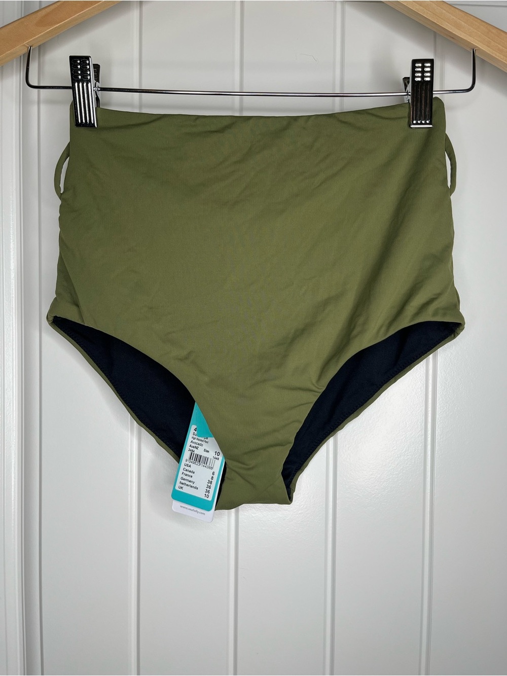 Seafolly High Waist Pant Swim Bikini Bottom Avocado Green Size 6 Summer Vaca